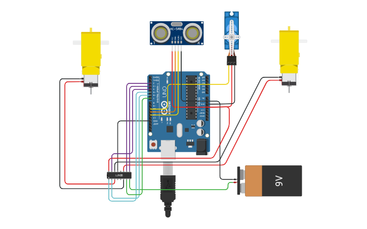 Circuit design Obstacle Avoiding Robot - Tinkercad