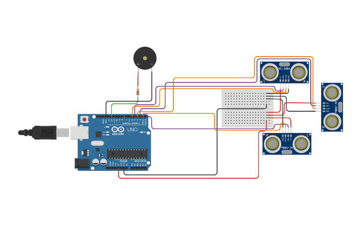 Circuit design Smart Blind Stick using Arduino - Tinkercad