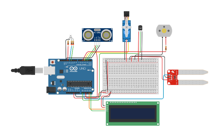 Circuit design Copy of Smart Farmer Irrigation System - Tinkercad