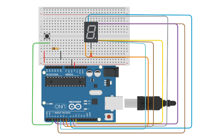 Circuit design Dado Electrónico Digital - Tinkercad