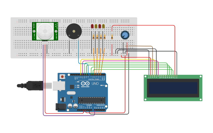 Circuit design Intruder Alarm - Tinkercad