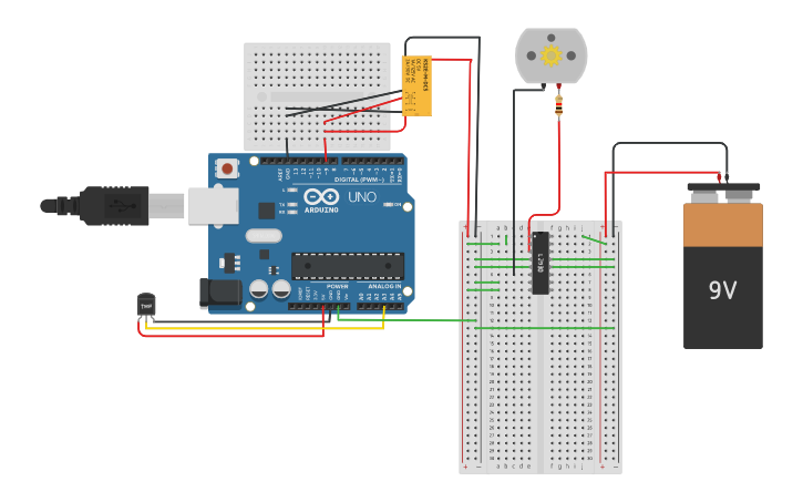 Circuit design temp-fan | Tinkercad
