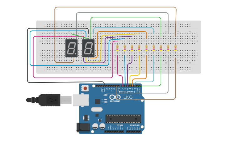 Circuit design Number Counter Arduino Circuit | Tinkercad