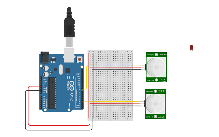 Circuit design Prototype Infrared sensor - Tinkercad image.