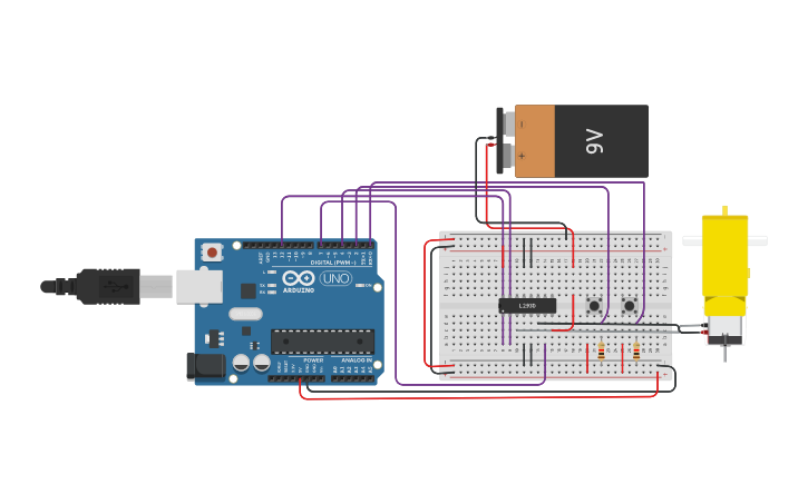 Circuit design Motor Dc - Tinkercad