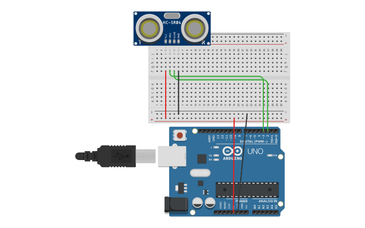 Circuit design victor- Sensor Ultrasonico | Tinkercad