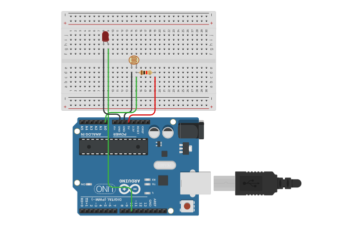 Circuit design LDR (Light Dependent Resistor) | Tinkercad
