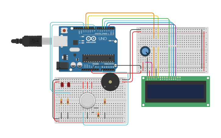 Circuit design GAS DETECTION - Tinkercad