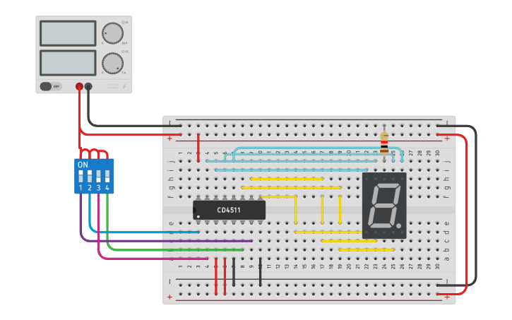 Circuit design 7 segment - Tinkercad