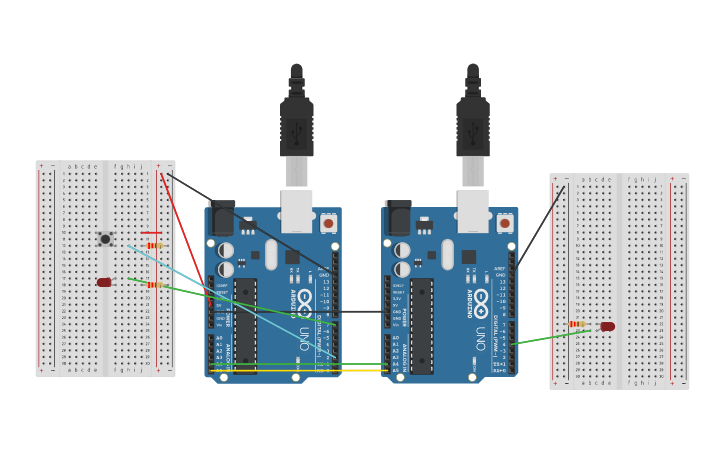 Circuit design Multiple Arduino | Tinkercad