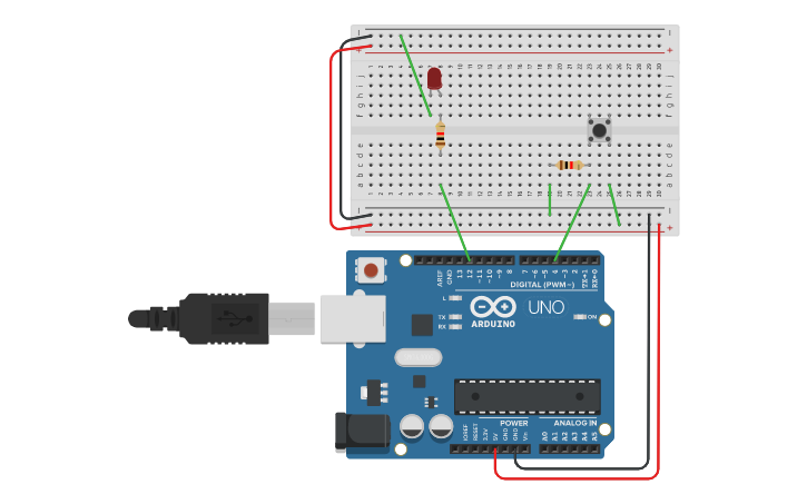 Circuit design montajes pulldown y pull up - Tinkercad
