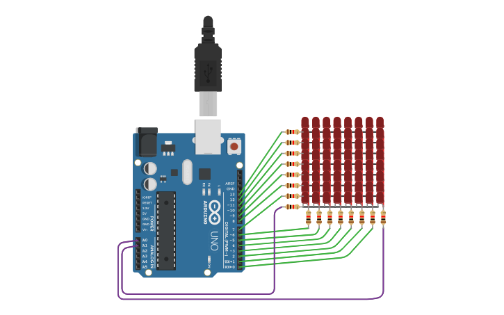 Circuit design Матрица 8х8_ч/б_(буква "Г") - Tinkercad