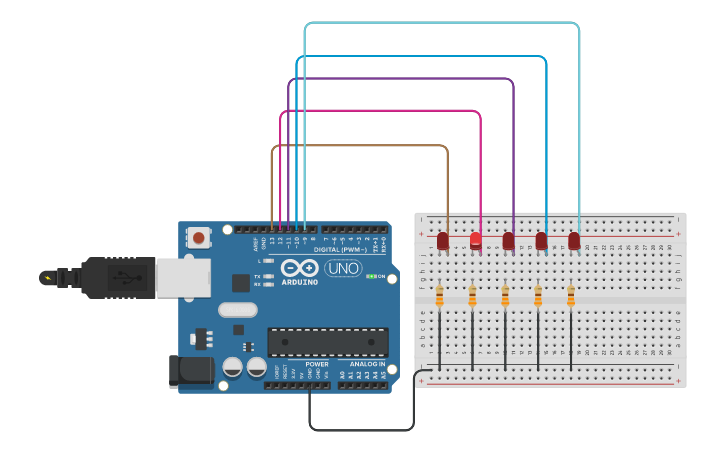 Circuit design 5 ALTERNATE LED BLINKING - Tinkercad