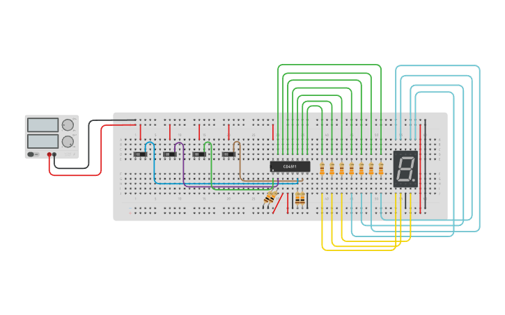 Circuit design Decoder BCD 4511 + Display 7 Segment | Tinkercad