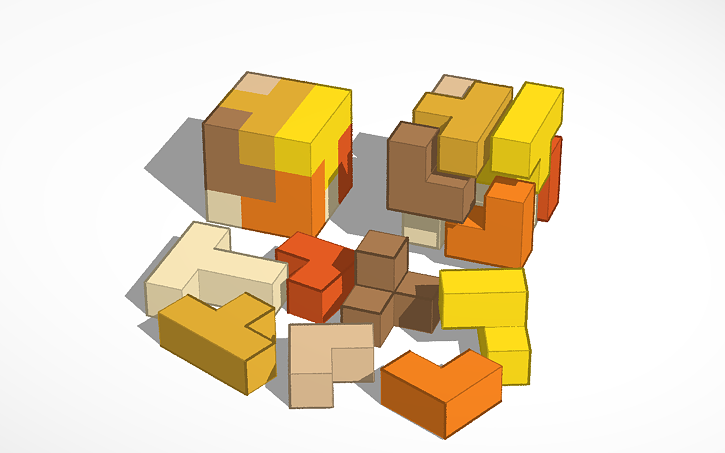 3D design Casse tête - Cube 7 pièces - Tinkercad