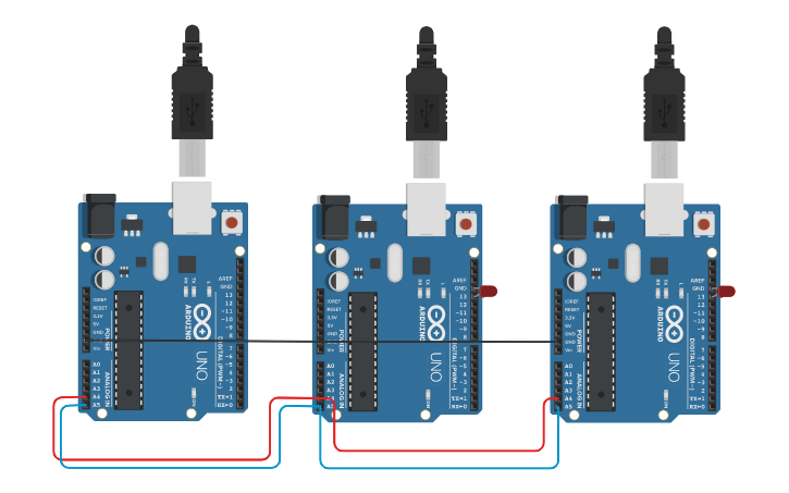 Circuit design Master-Slave Arduino - Tinkercad