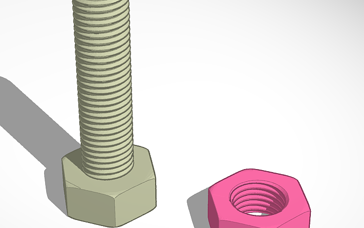 3D design M8 Bolt and nut - Tinkercad