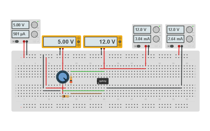Circuit design non-inverter amplifier - Tinkercad