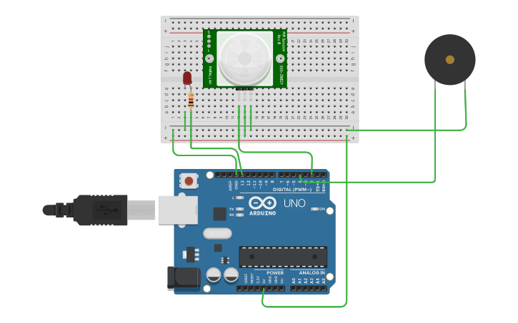 Circuit design PIR Sensor with Arduino - Tinkercad