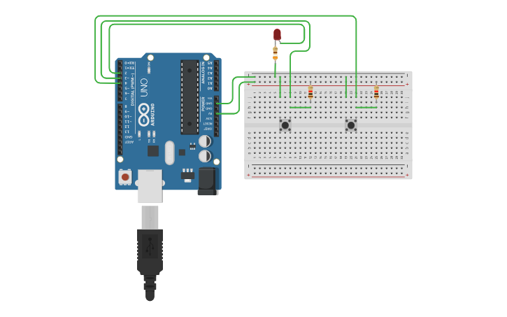 Circuit design Led e botão | Tinkercad