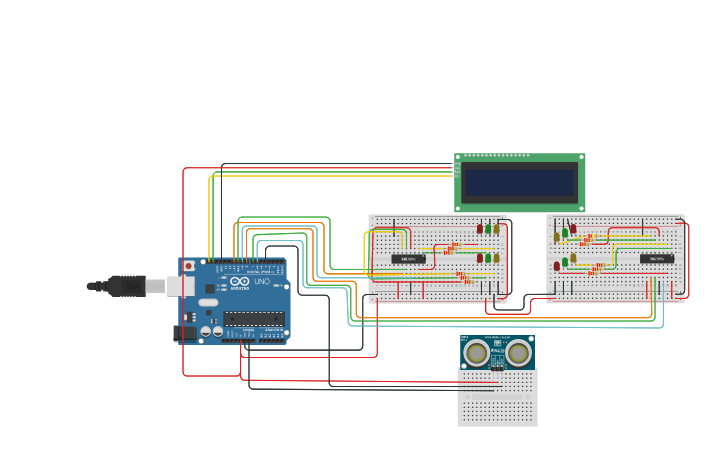Circuit design four ways smart traffic lights control using Arduino ...