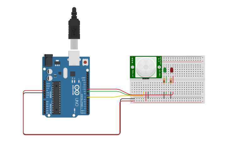 Circuit design Sensor PIR - Tinkercad