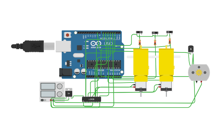 Circuit design fire fighting robot - Tinkercad