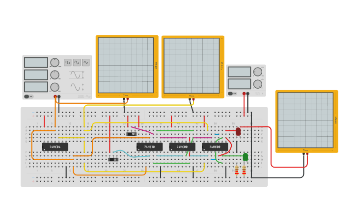 Circuit design master-slave JK - Tinkercad