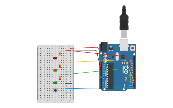 Circuit Design Traffic Lights Tinkercad 3770