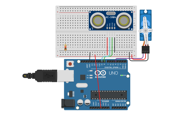 Circuit design papelera auto - Tinkercad