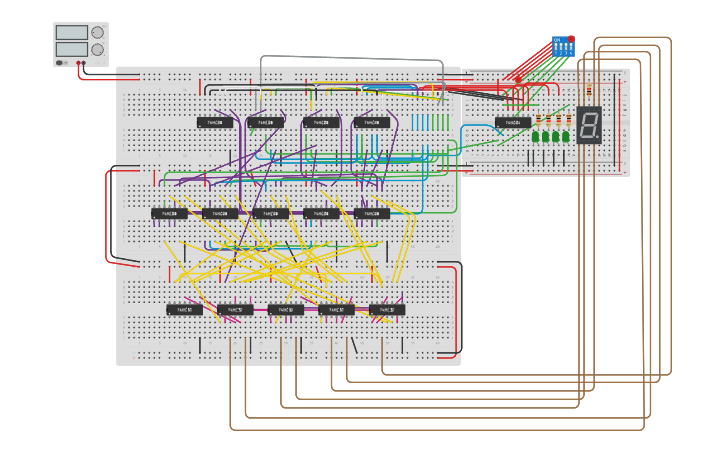 Circuit design Copy of 7 segment hex decoder - Tinkercad