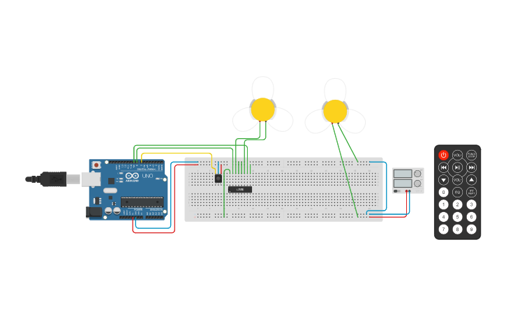 Circuit design IR Remote DC Motors - Tinkercad