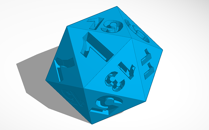 3D design 20 sided die - Tinkercad