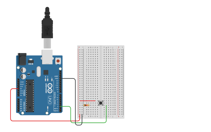 Basic Electronics Button Circuit design Basic_Push_button - Tinkercad