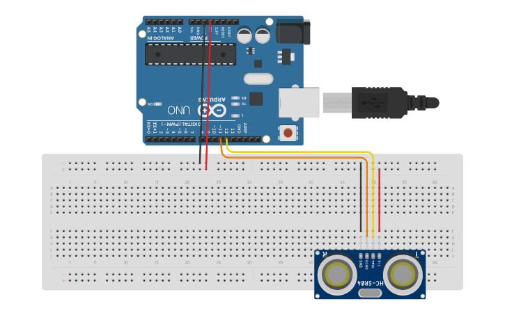 Circuit design Ultrasonic Sensor with Arduino - Tinkercad