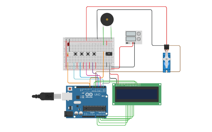 Circuit design DISPENSADOR DE MEDICAMENTOS - Tinkercad