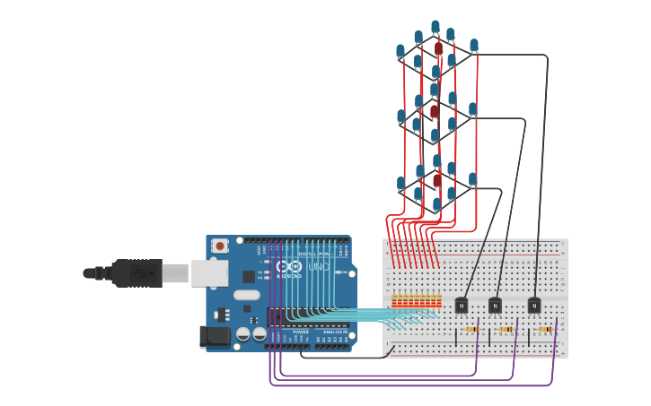 Circuit design cubo LED - Tinkercad