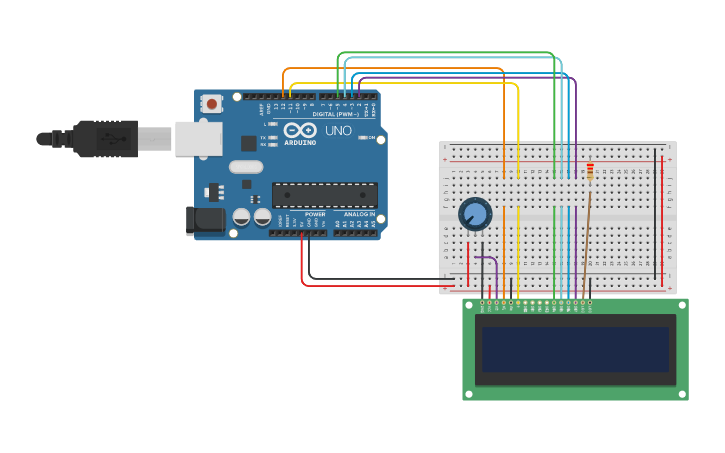 Circuit design semana 3 pratica lcd - Tinkercad