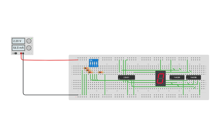 Circuit design 7 segment display - Tinkercad