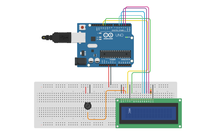 Circuit design Copy of LCD Simple Animation - Tinkercad