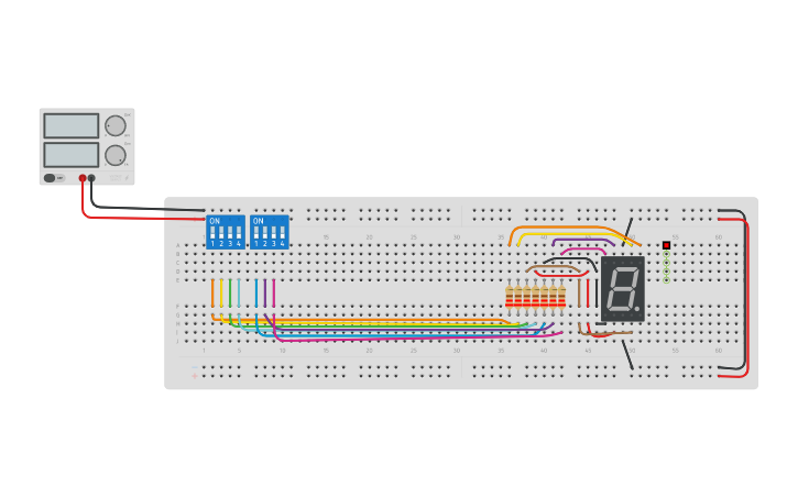 Circuit design Seven Segment Display | Tinkercad
