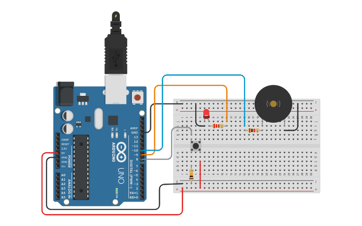 Circuit design sistema de timbre -Sara Méndez Suarez - 907 | Tinkercad