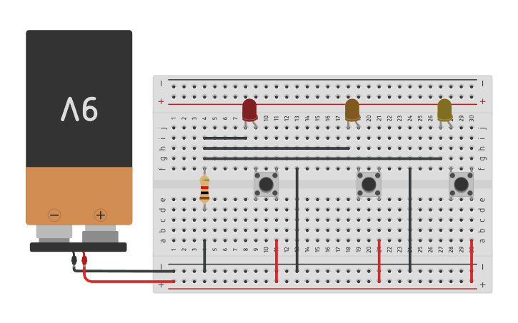 Circuit design Multiple Switch ad LED in a Parallel Circuit - Tinkercad