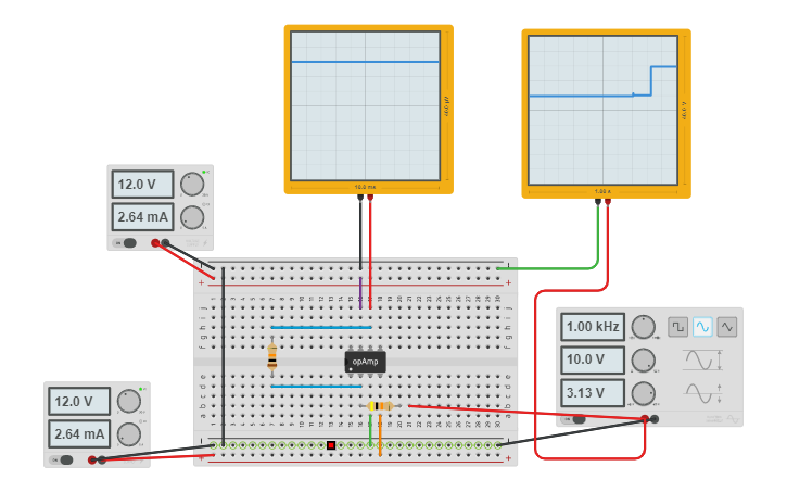 Circuit design inverting amplifier (Op-Amp) - Tinkercad