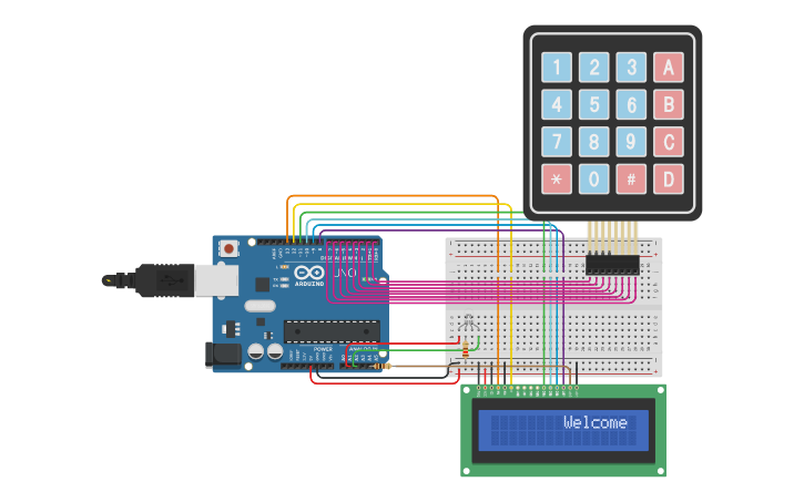 Circuit design KHMD Assignment 10 - Simple Keypad Lock System - Tinkercad