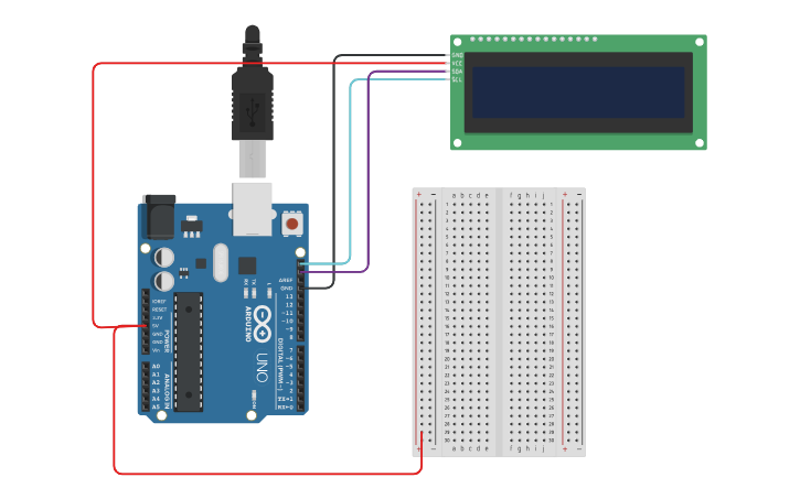 Circuit design LCD Game - Tinkercad
