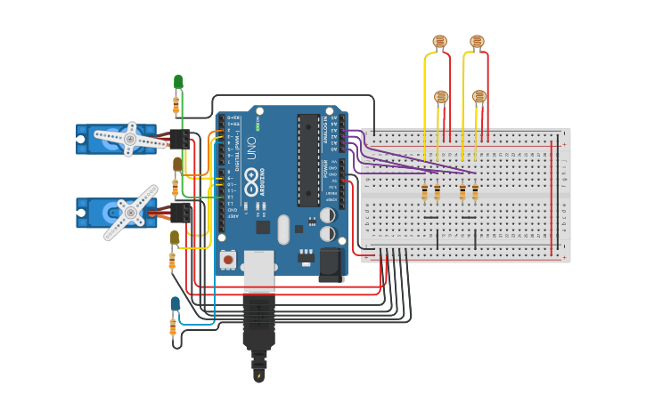 Circuit design Seguidor Solar (Brazo robotico solar) - Tinkercad