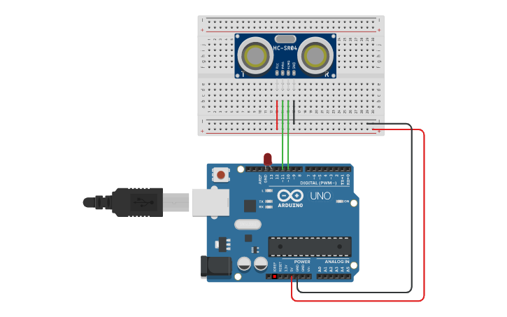 Circuit design radar using arduino - Tinkercad