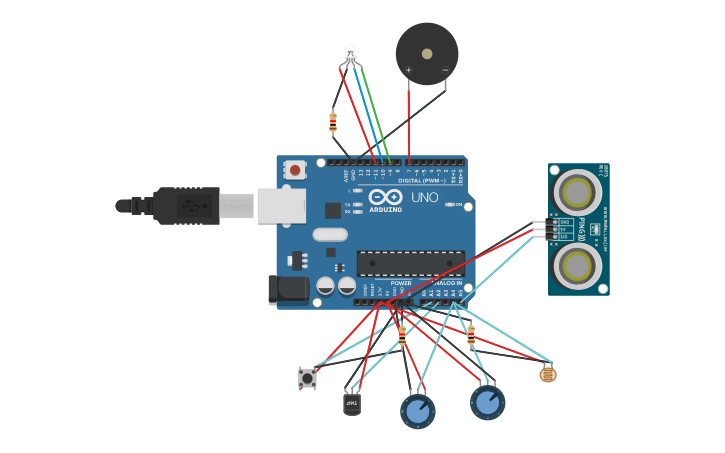 Circuit design Alarm System - Tinkercad image.
