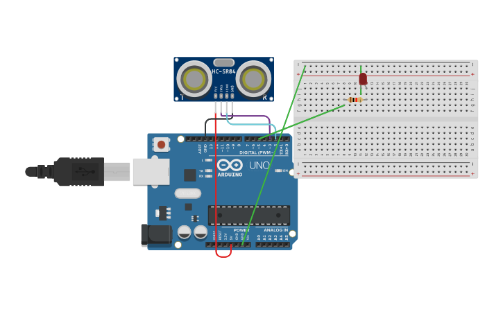 Circuit design UltraSonic sensor - Tinkercad